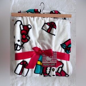 Sanrio Hello Kitty Christmas Presents Oversized White Throw Blanket 60”x70” NWT